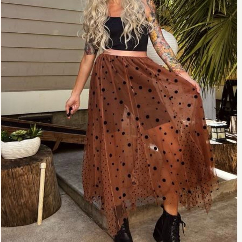 Rust Polka Dot Tulle Skirt